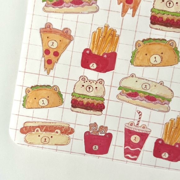 ✨handmade by me✨ glossy kawaii bears fast food sticker sheet for bullet journal - Picture 5 of 8